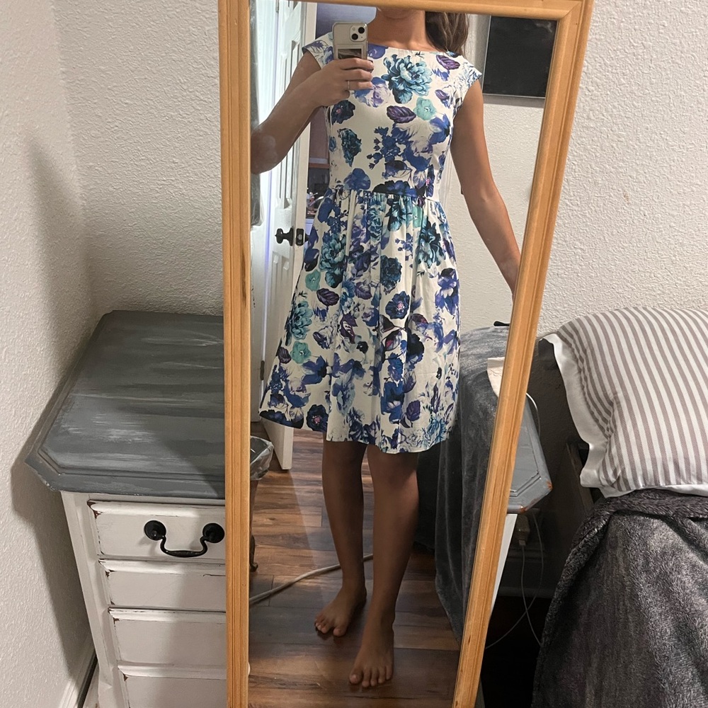 Eliza J Blue Floral Cocktail Dress